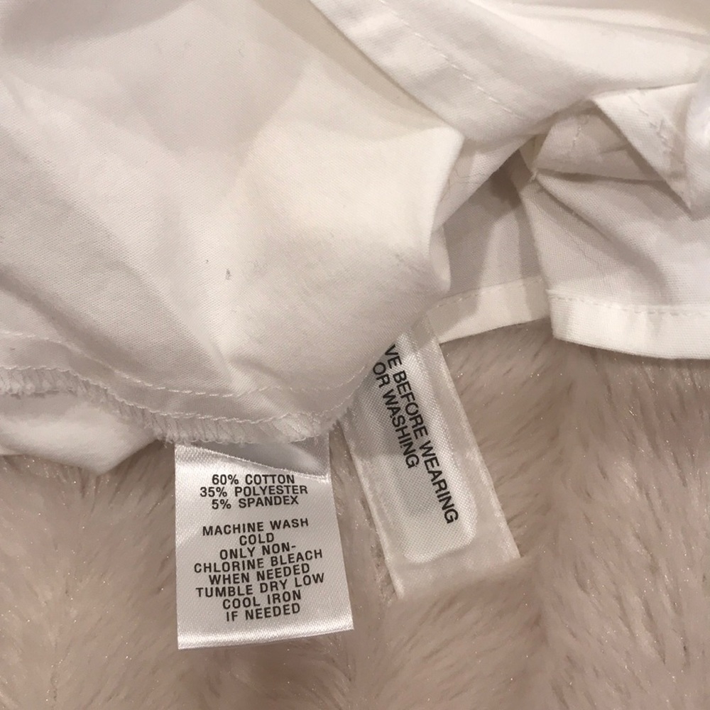 Ann Taylor Loft White Ruffle Button Down, Size 4. - image 7